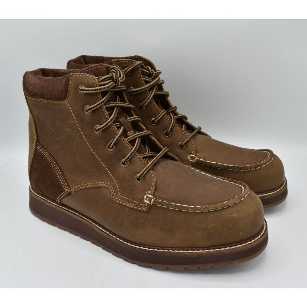 Kodiak Mens‎ Size 9 Devick Saddleback Brown Wedge Moc Toe Lace Up Boots Shoes